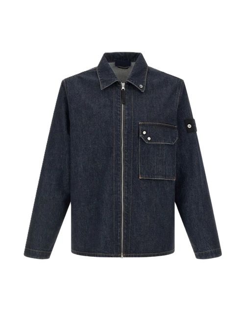 Comfort-fit overshirt with zip fastening Stone Island | L2S14 1200002 S00J7VJ201 BLUE RINSE